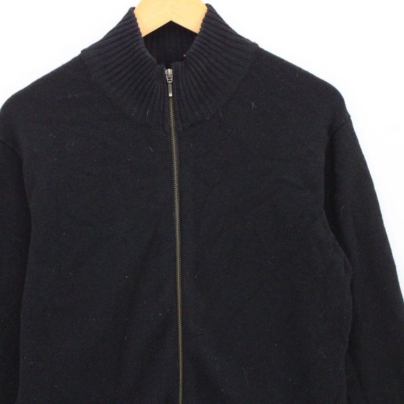 WoolOvers Sweater Mens Black Casual Full Zip Long Sleeve Wool Size Small S - Picture 2 of 8